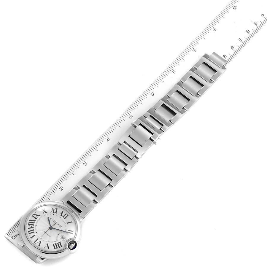 Cartier Ballon Bleu 42 Steel Automatic Silver Dial Watch W69012Z4 Box Papers 1