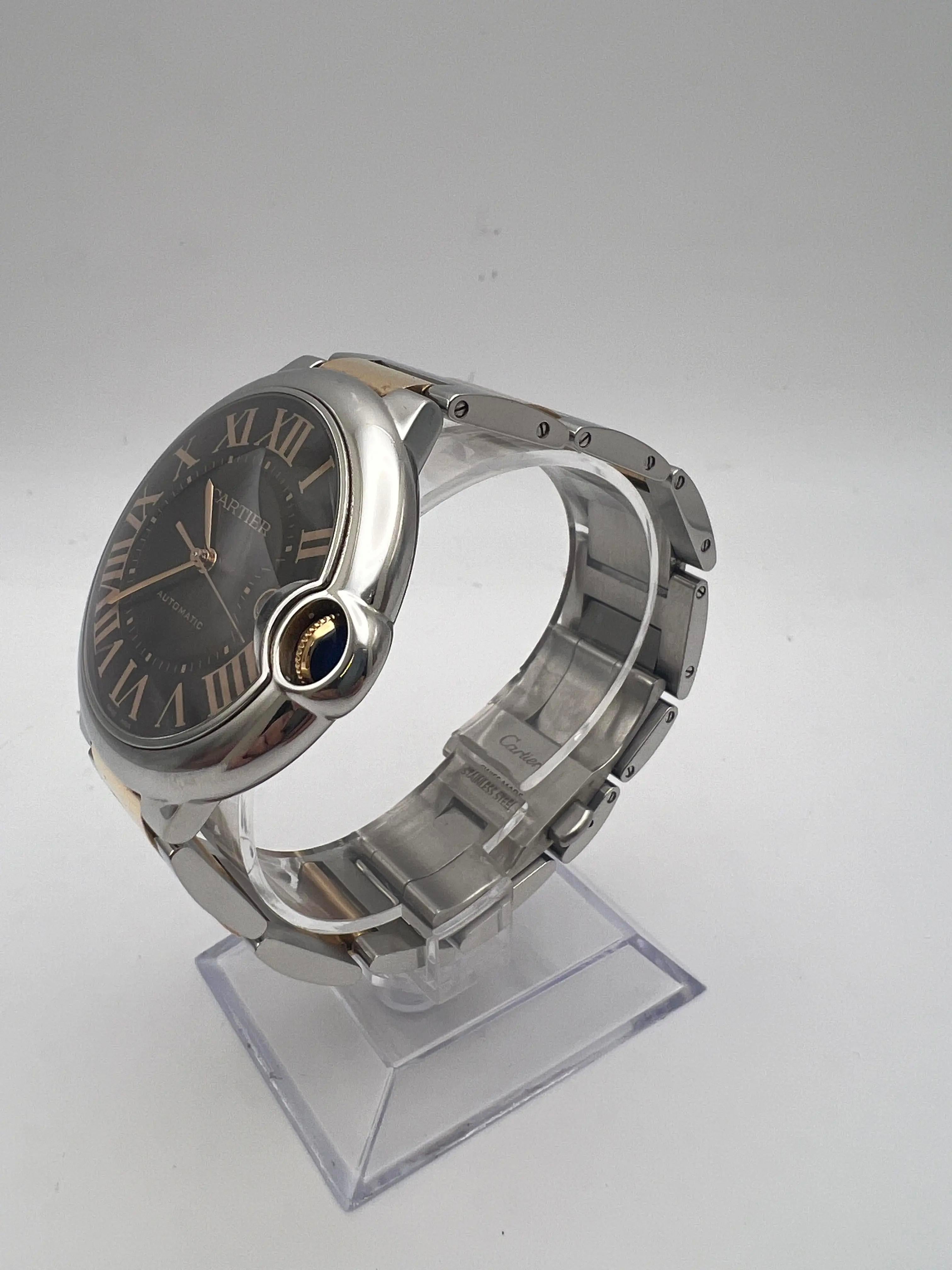 Cartier Ballon Bleu 42 mm Oro rosa 18 quilates y acero Caja de chocolate Papeles W6920032 en venta 6