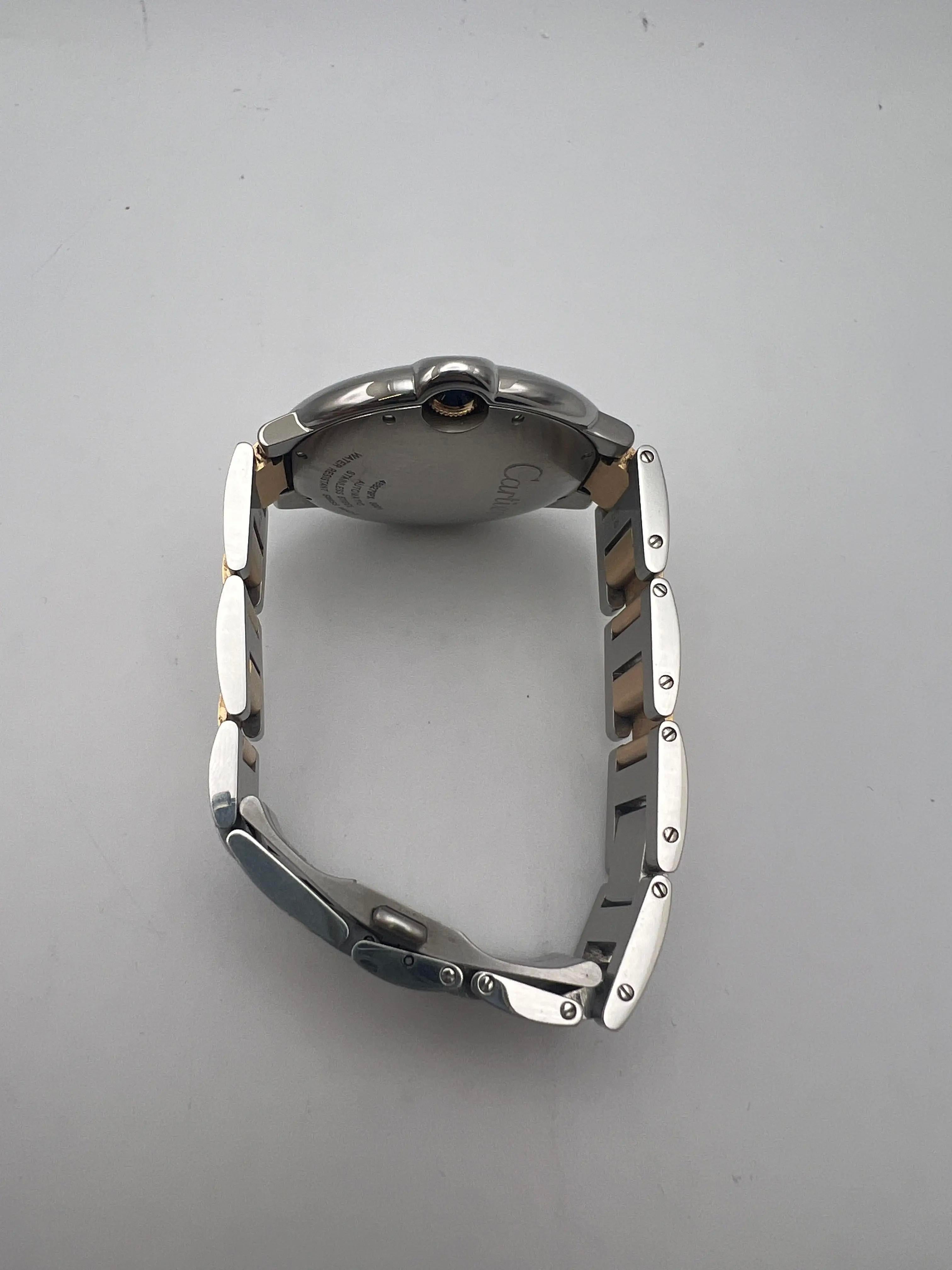 Cartier Ballon Bleu 42 mm Oro rosa 18 quilates y acero Caja de chocolate Papeles W6920032 en venta 8