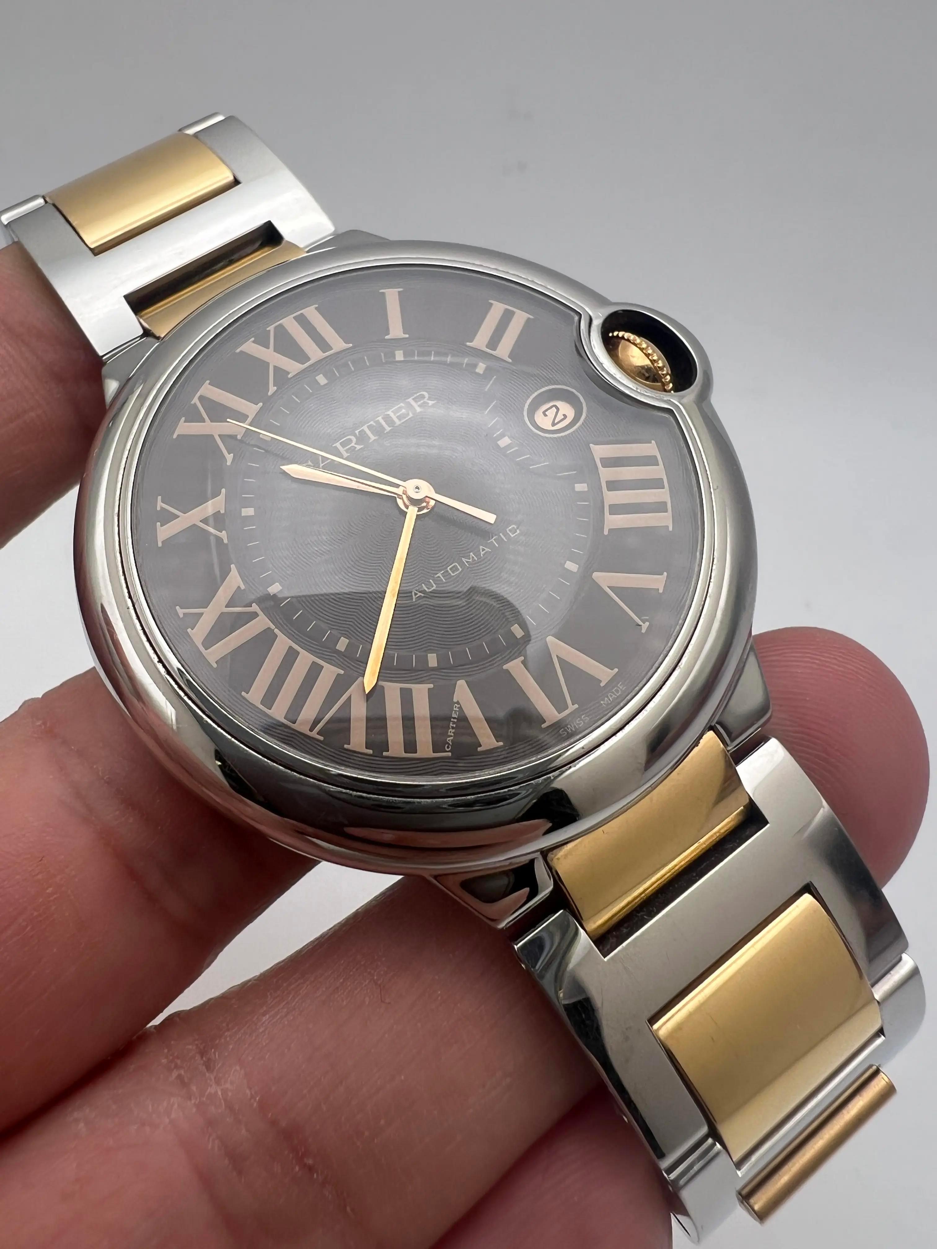 Cartier Ballon Bleu 42 mm Oro rosa 18 quilates y acero Caja de chocolate Papeles W6920032 en venta 1