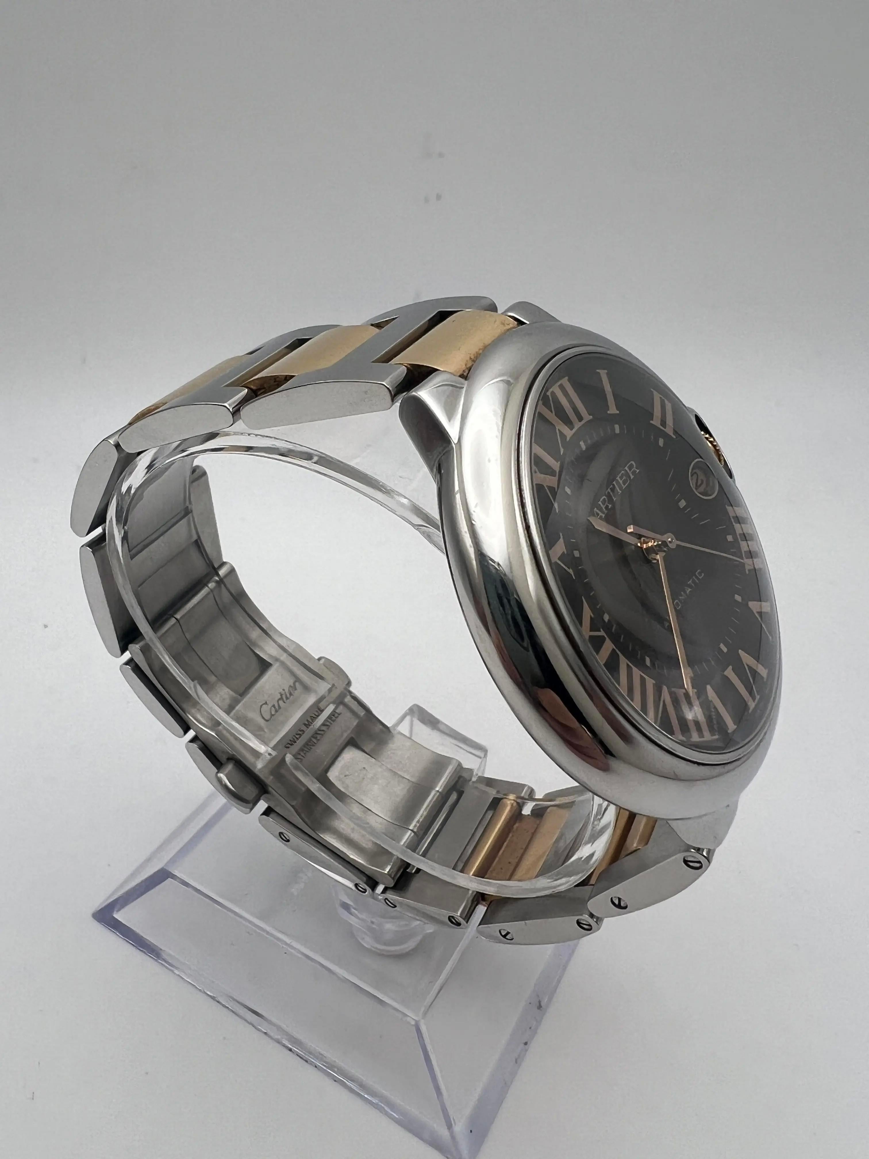 Cartier Ballon Bleu 42 mm Oro rosa 18 quilates y acero Caja de chocolate Papeles W6920032 en venta 2