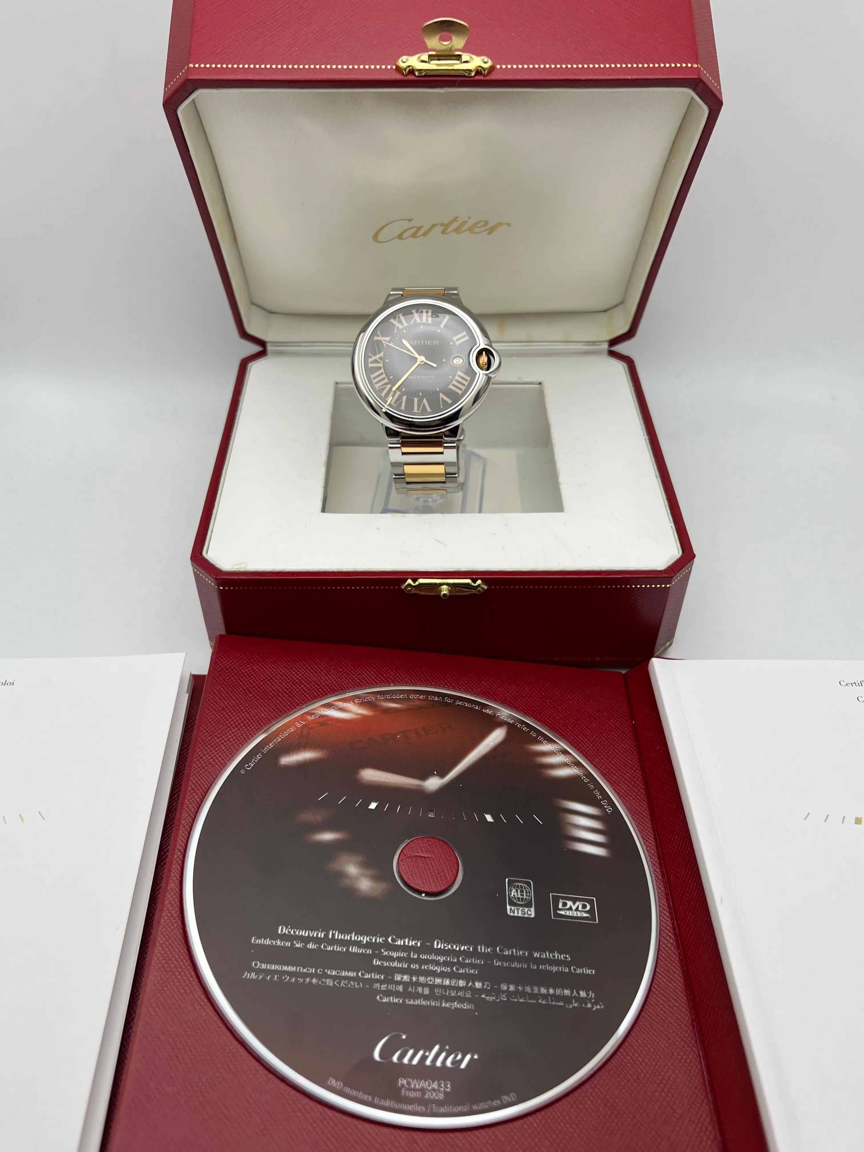 Cartier Ballon Bleu 42 mm Oro rosa 18 quilates y acero Caja de chocolate Papeles W6920032 en venta 3