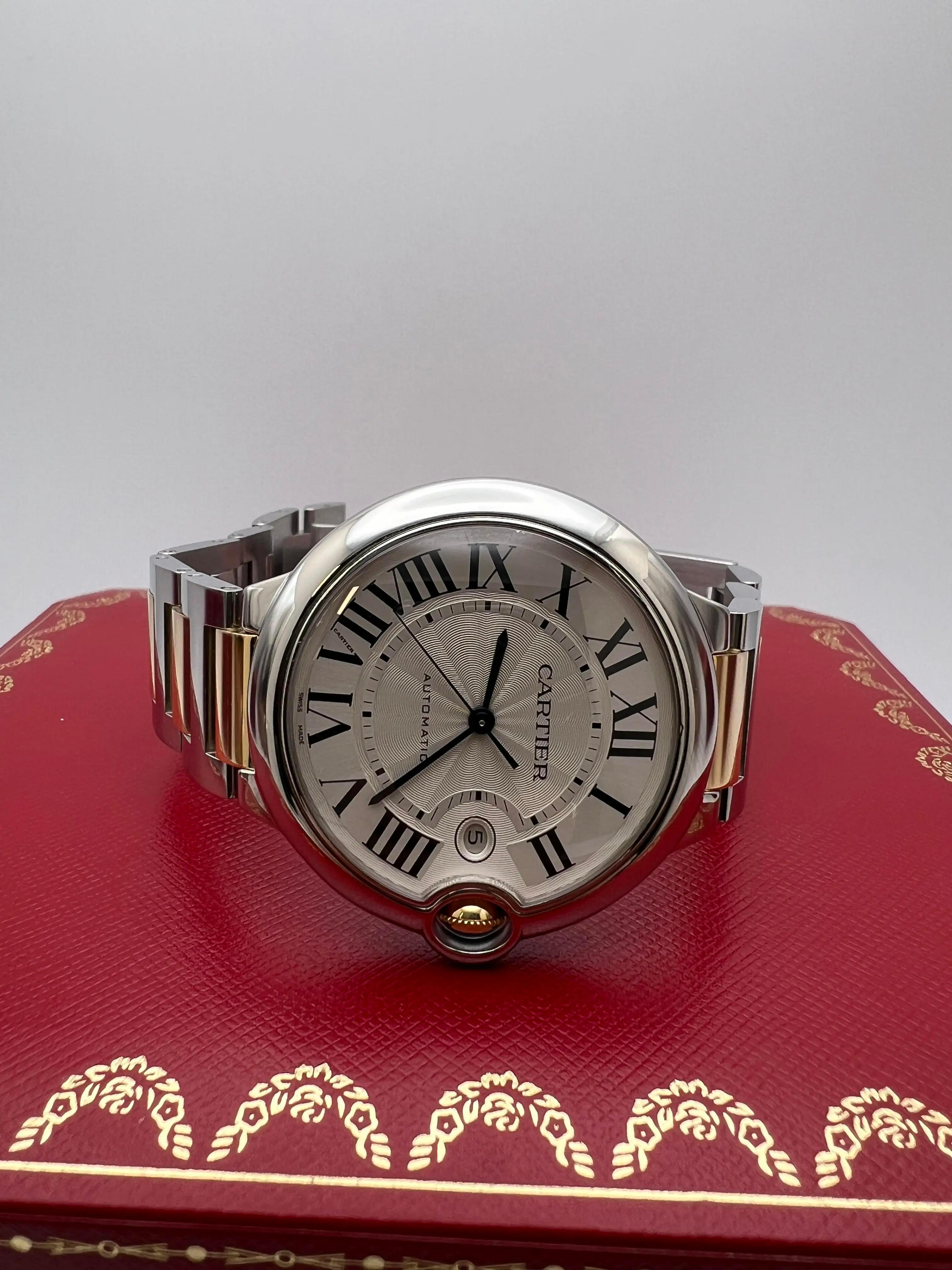 Women's or Men's Cartier Ballon Bleu 42mm 18K Two Tone Yellow Gold & Steel Box Set W69009Z3 For Sale