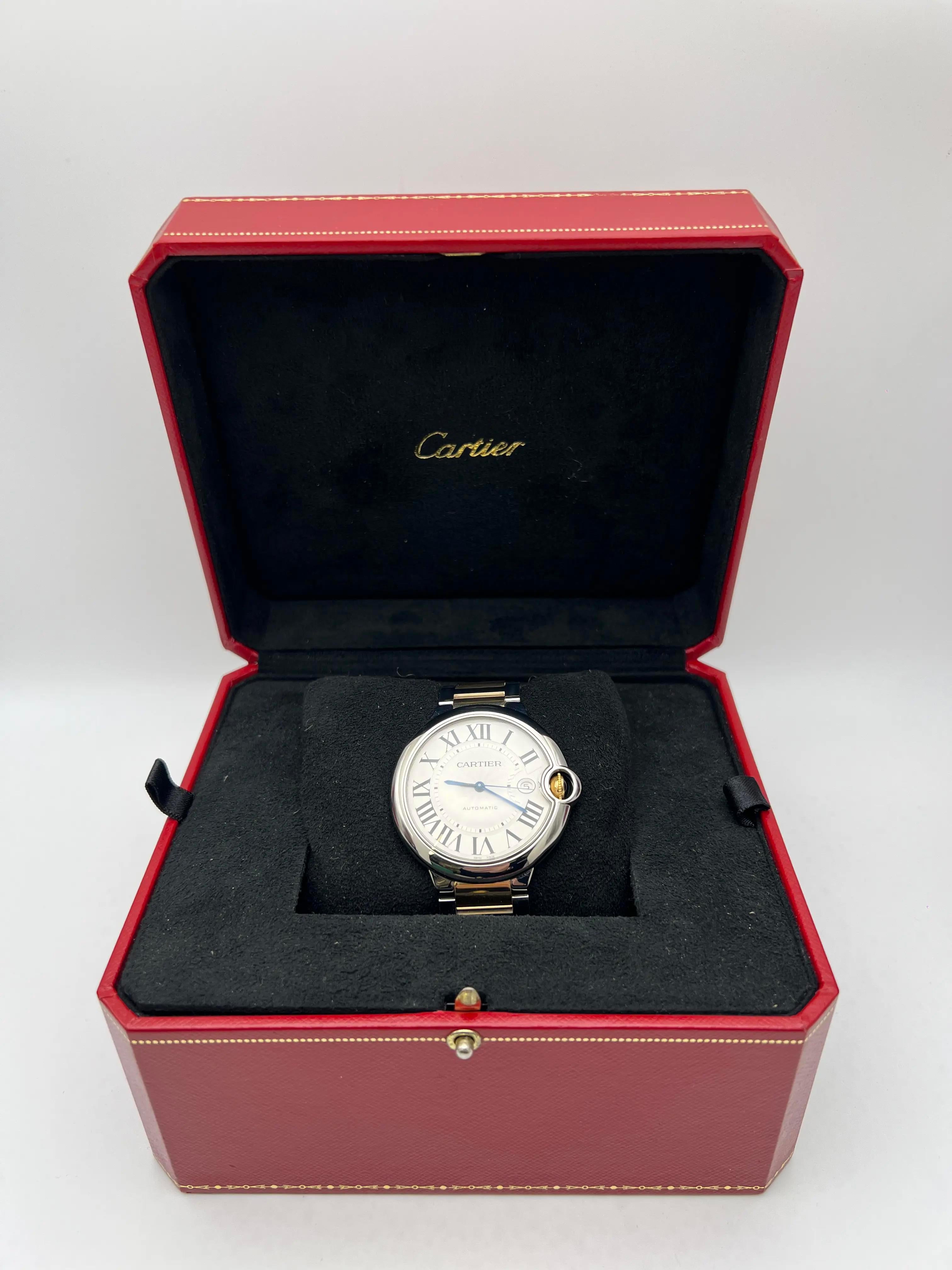 Cartier Ballon Bleu 42mm 18K Two Tone Yellow Gold & Steel Box Set W69009Z3 For Sale 1