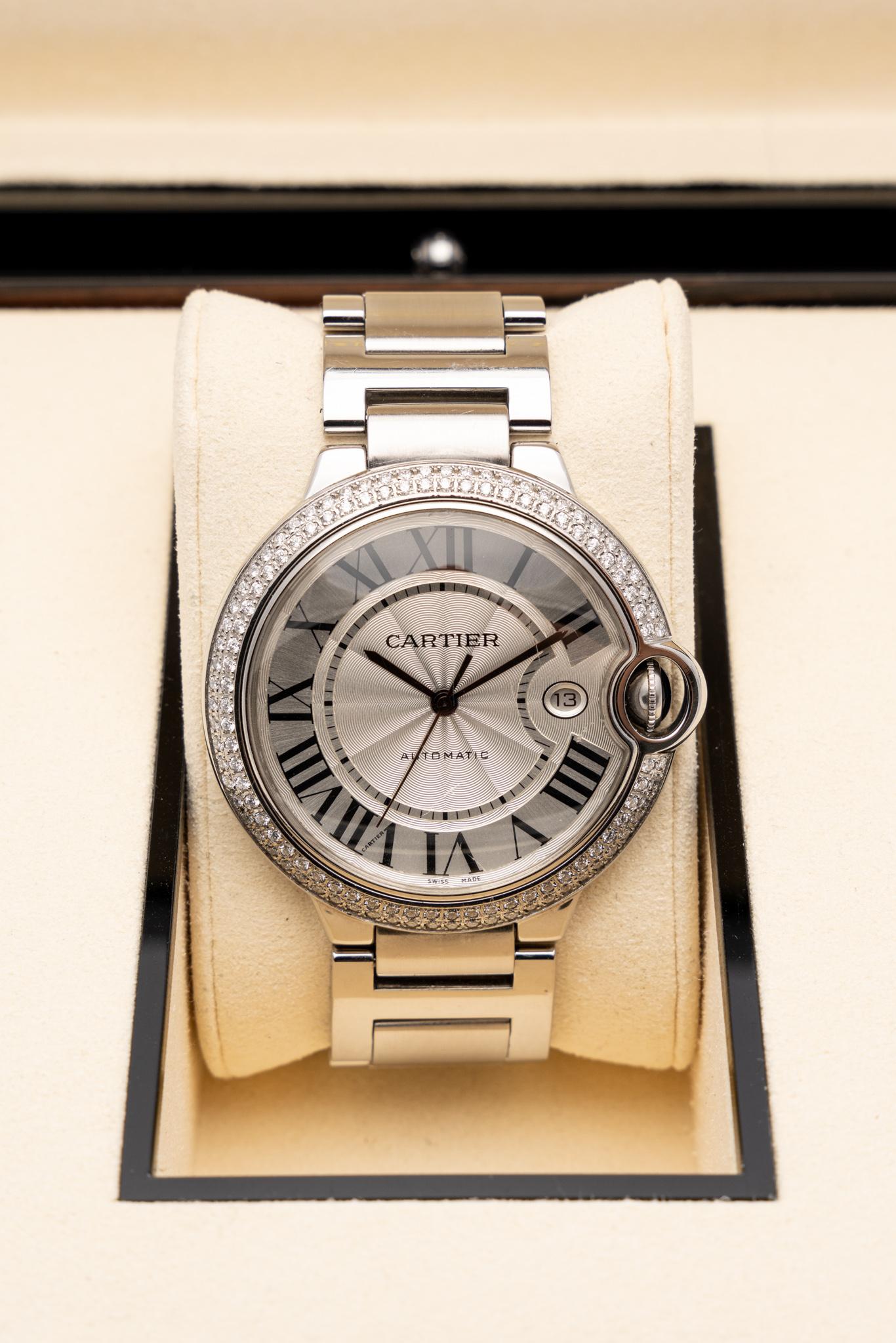 The watch is in a very good condition and it’s working well. It shows slight signs of wear and scratches. The glass has slight scratches. The watch comes with an AGS Jewelry wooden box, along with an AGS Jewelry warranty card. For more information