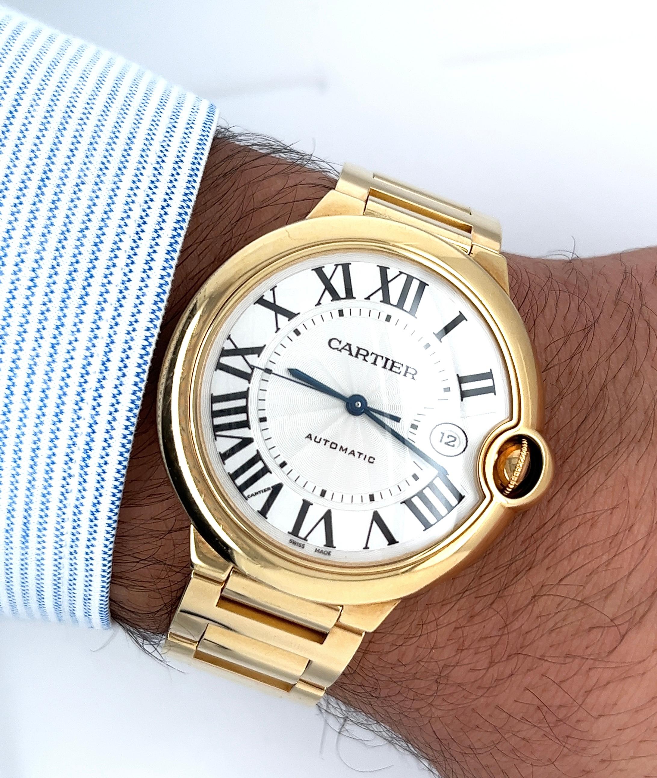 Cartier Ballon Bleu Jumbo Große Herrenuhr in 18k Gold mit Box/Büchern im Angebot 1