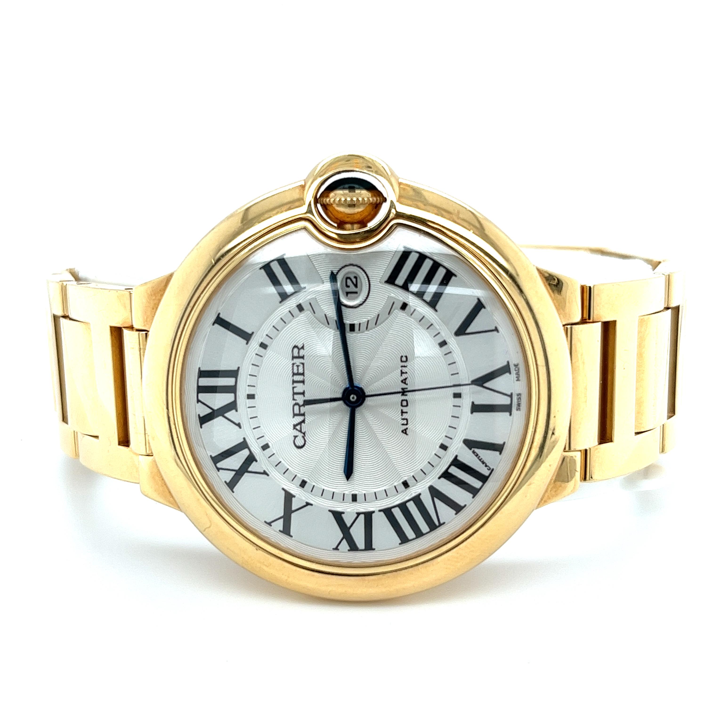 Men's Cartier Ballon Bleu Jumbo Large Size Mens Watch in 18k Gold with Box/Papers For Sale