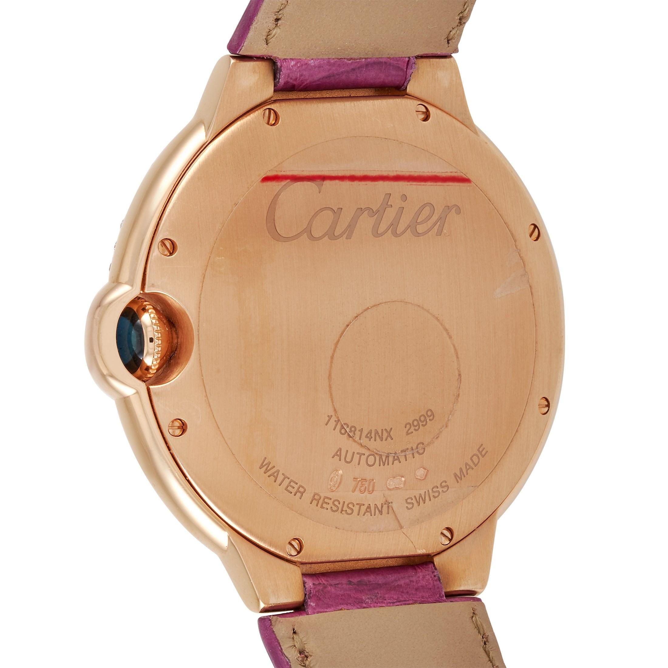 Cartier Ballon Bleu Rose Gold Watch WE900851 In Excellent Condition In Southampton, PA