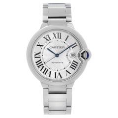 Cartier Ballon Bleu Steel Silver Guilloche Dial Automatic Watch W69012Z4