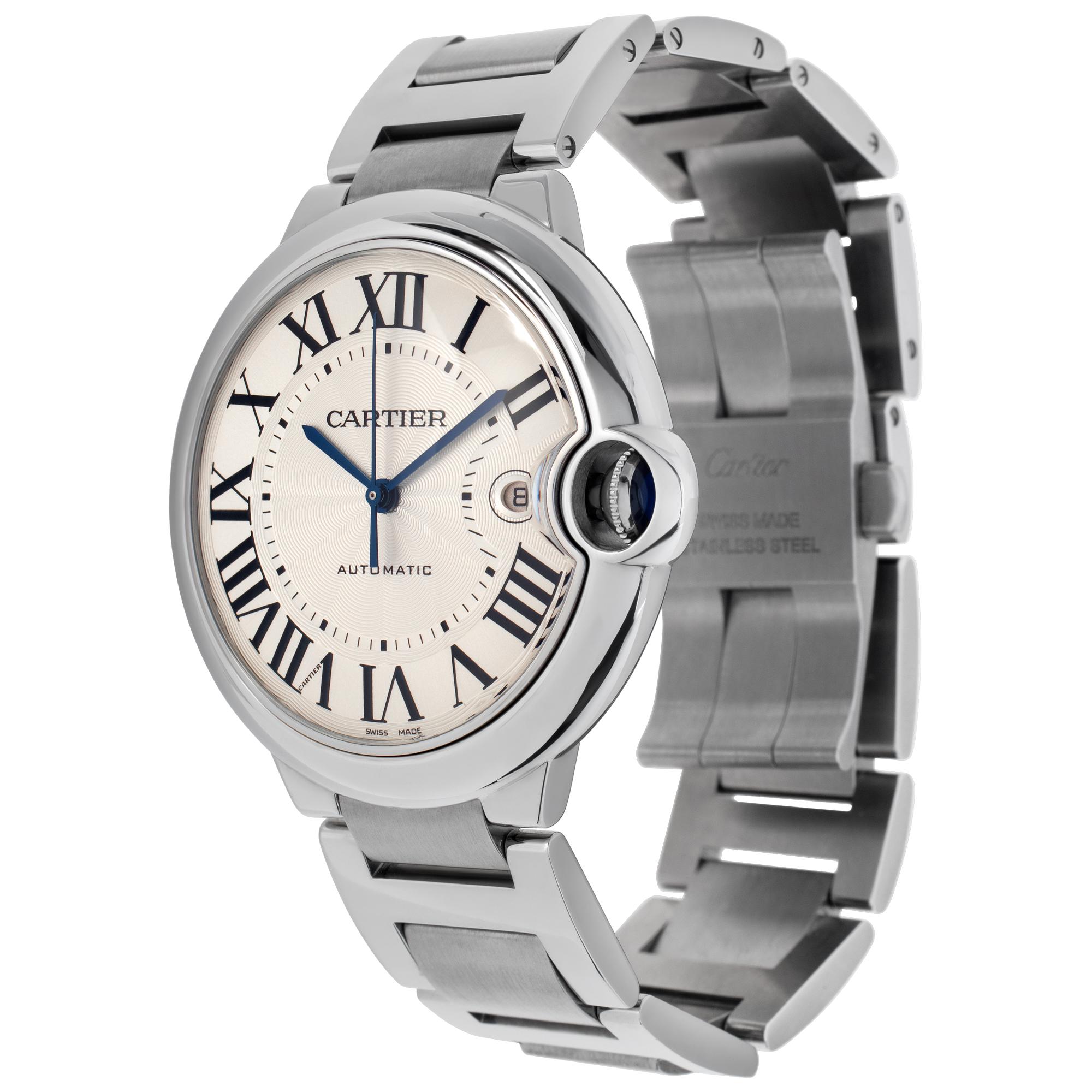 Cartier Ballon Bleu in stainless steel. Auto w/ sweep seconds and date. 42 mm case size. Ref W69012Z4. Circa 2010s. Fine Pre-owned Cartier Watch. Certified preowned Classic Cartier Ballon Bleu W69012Z4 watch is made out of Stainless steel on a
