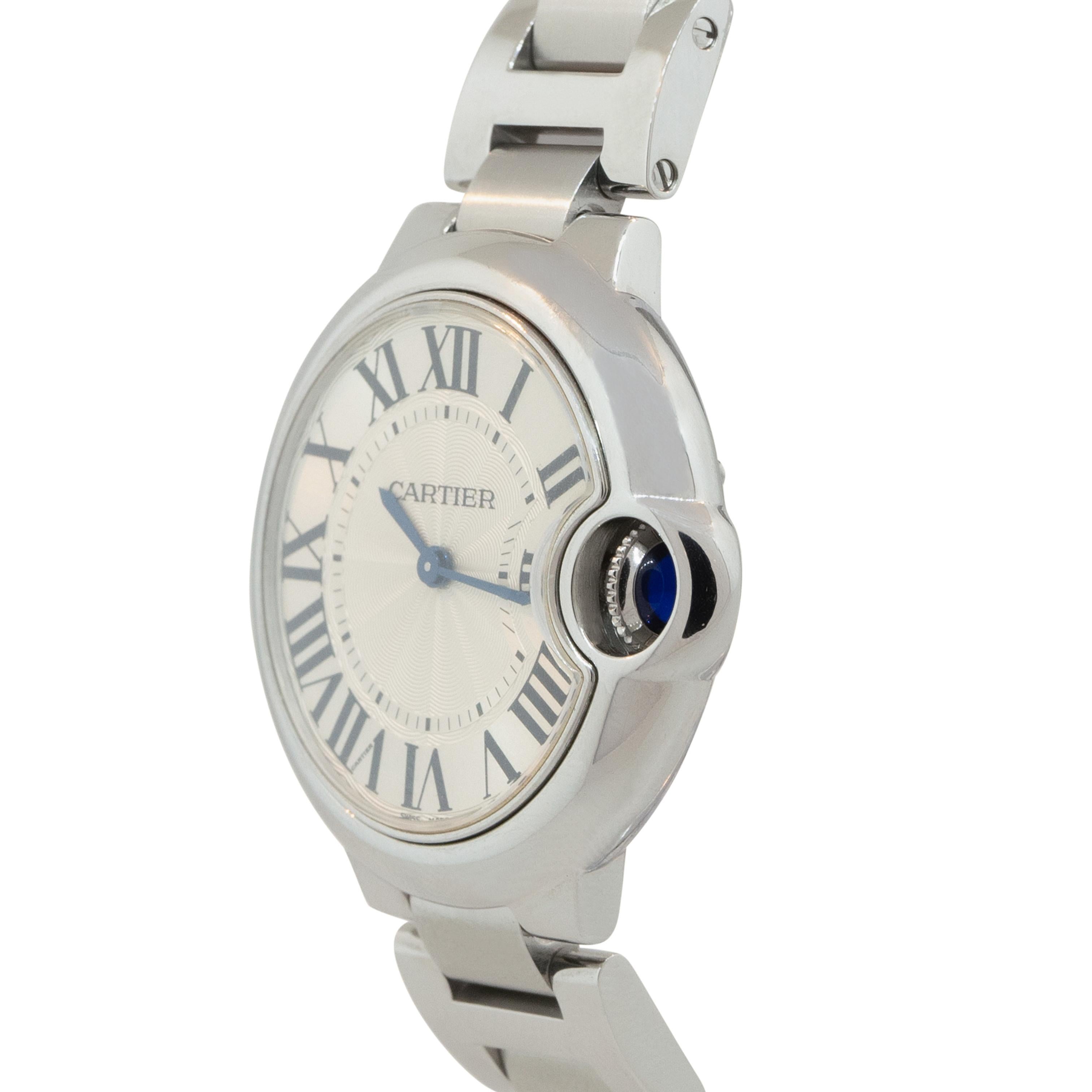 Cartier Ballon Bleu 4373 Stainless Steel 33mm Silver Dial Watch For Sale 5