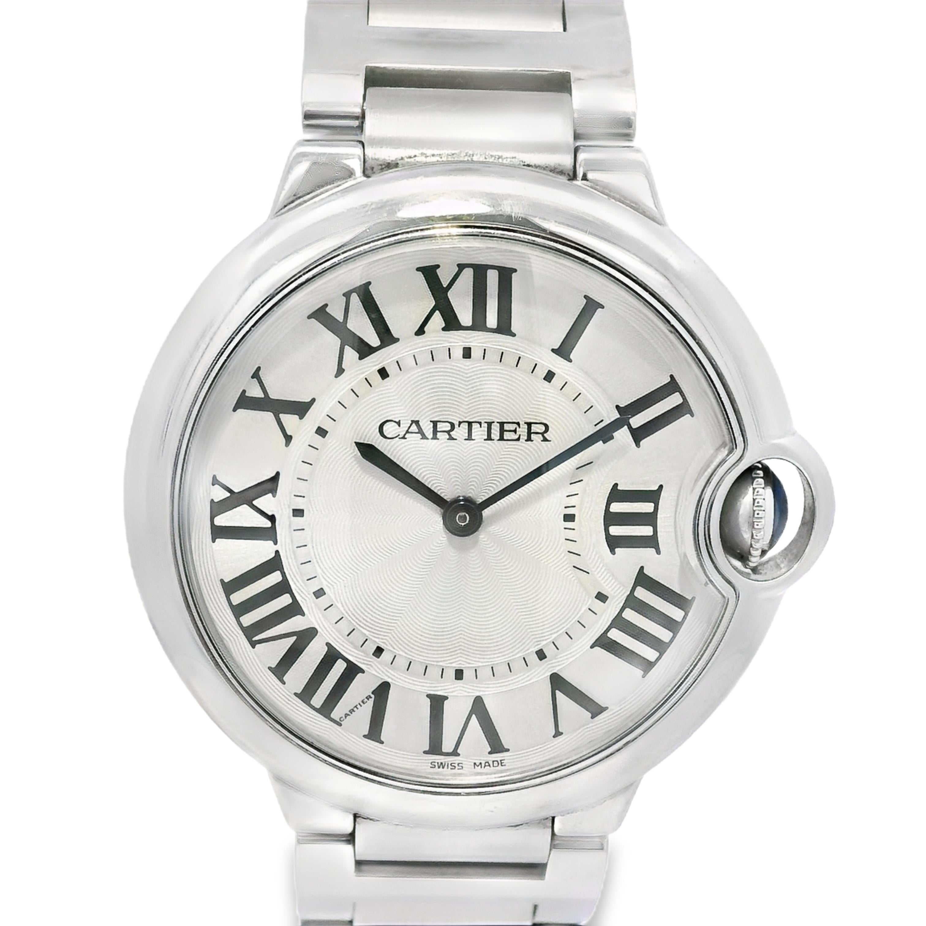 Cartier Ballon Bleu 4373 Stainless Steel 33mm Silver Dial Watch

This Cartier Ballon Bleu 4373 Watch is in excellent condition and is ready to ship!

Brand: Cartier
Model: Ballon Bleu
Reference: 4373
Serial: Scrambled Serial
Case Material: Stainless