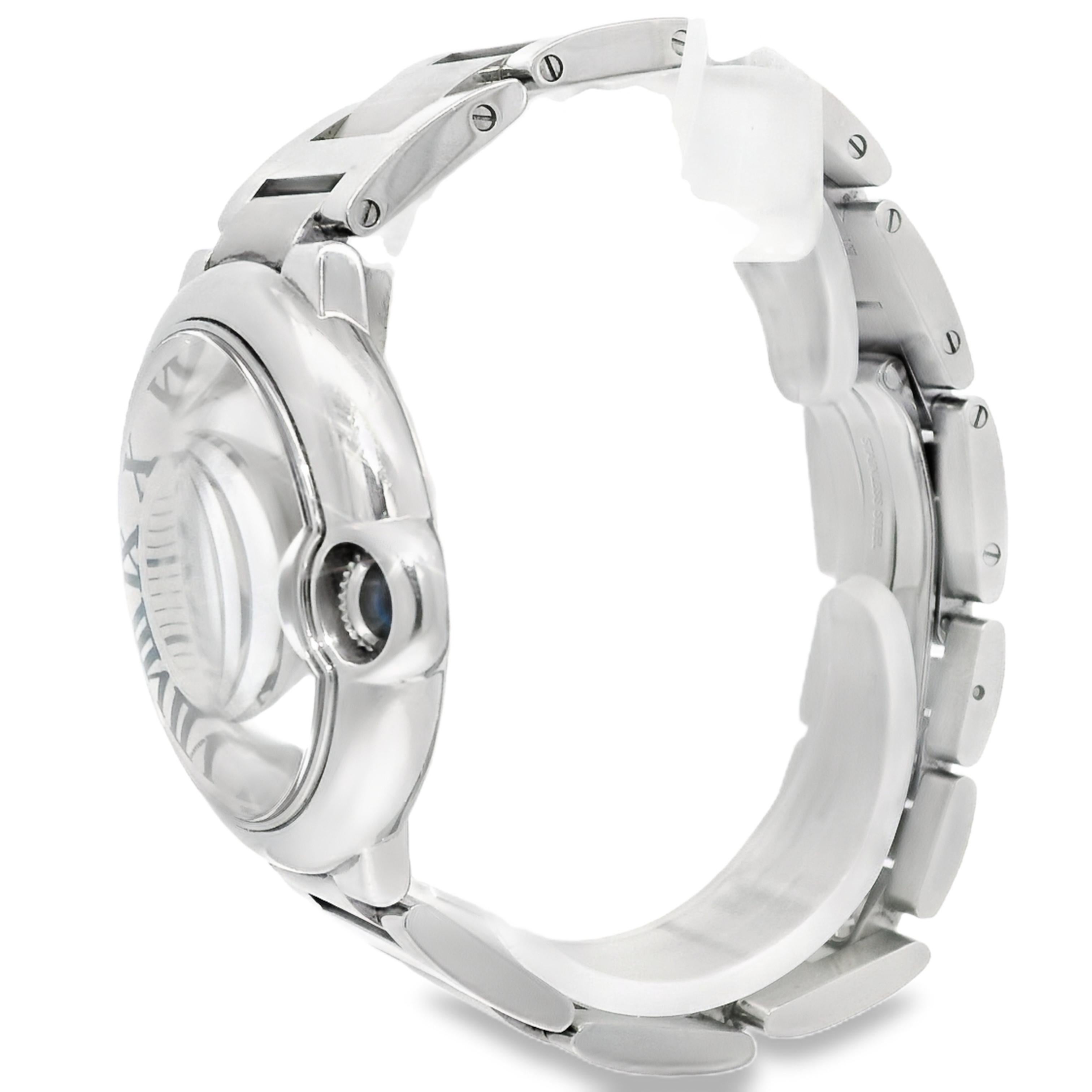 Cartier Ballon Bleu 4373 Stainless Steel 33mm Silver Dial Watch For Sale 3