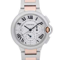 Cartier Ballon Bleu 44mm 18K Rose Gold Silver Dial Automatic Mens Watch W6920063