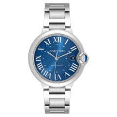 Cartier Ballon Bleu Automatic Blue Dial Steel Mens Watch WSBB0061 Box Card