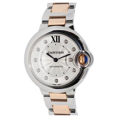 Cartier Ballon Bleu Automatic Diamond Dial Ladies Wristwatch, Steel and Gold