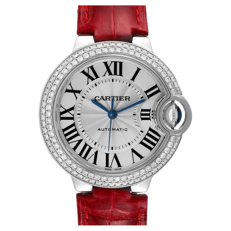 Cartier Montre Ballon bleue automatique en acier inoxydable et diamants, pour femmes WE902067 En