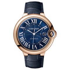 Cartier Ballon Bleu Automatic Pink Gold Blue Men's Watch WGBB0036