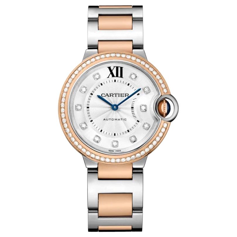Cartier Ballon Bleu Automatic Pink Gold Steel and Diamond Watch W3BB0004