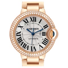 Cartier Ballon Bleu Automatic Rose Gold Diamond Ladies Watch WE902034 Card