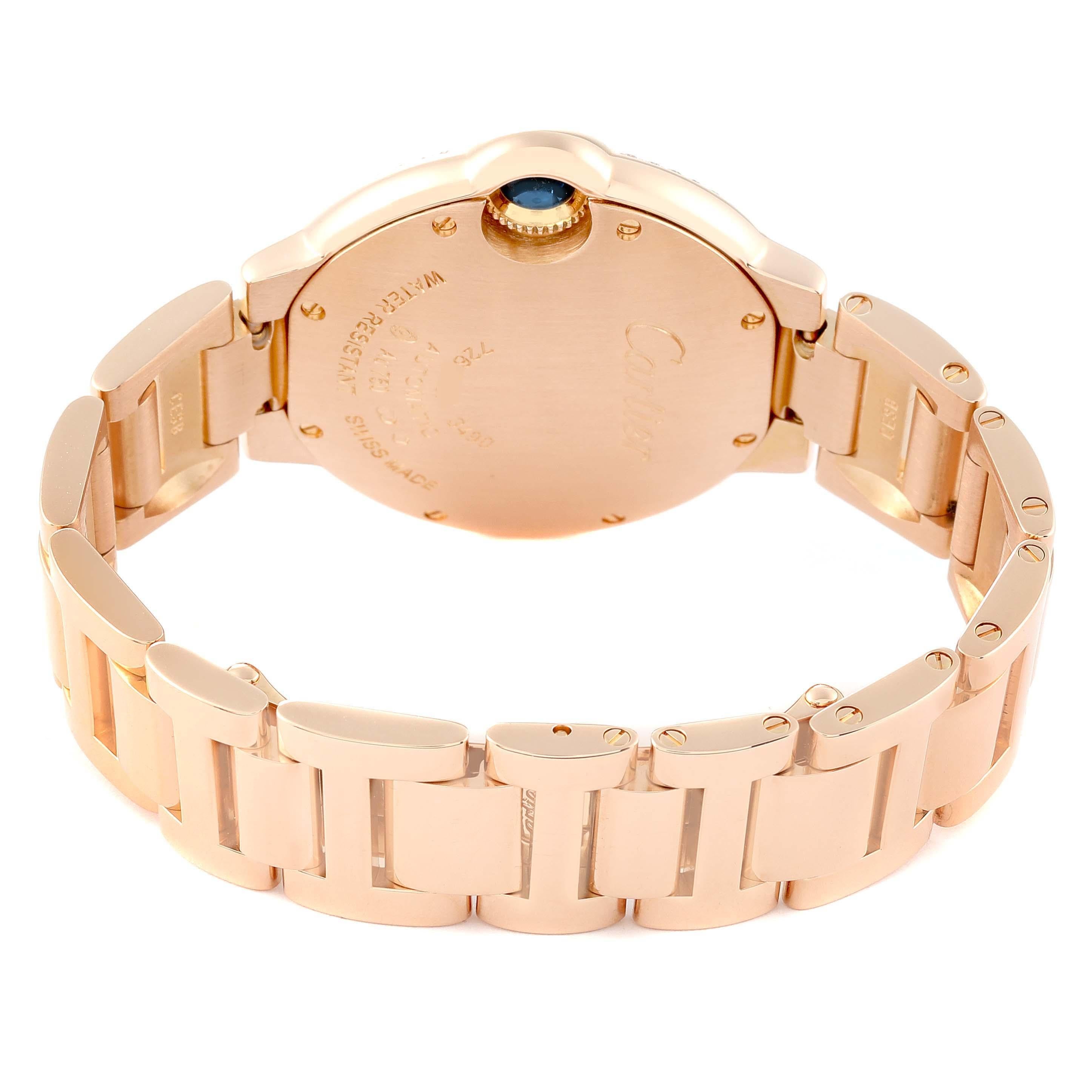 Women's Cartier Ballon Bleu Automatic Rose Gold Diamond Ladies Watch WE902034 Papers For Sale