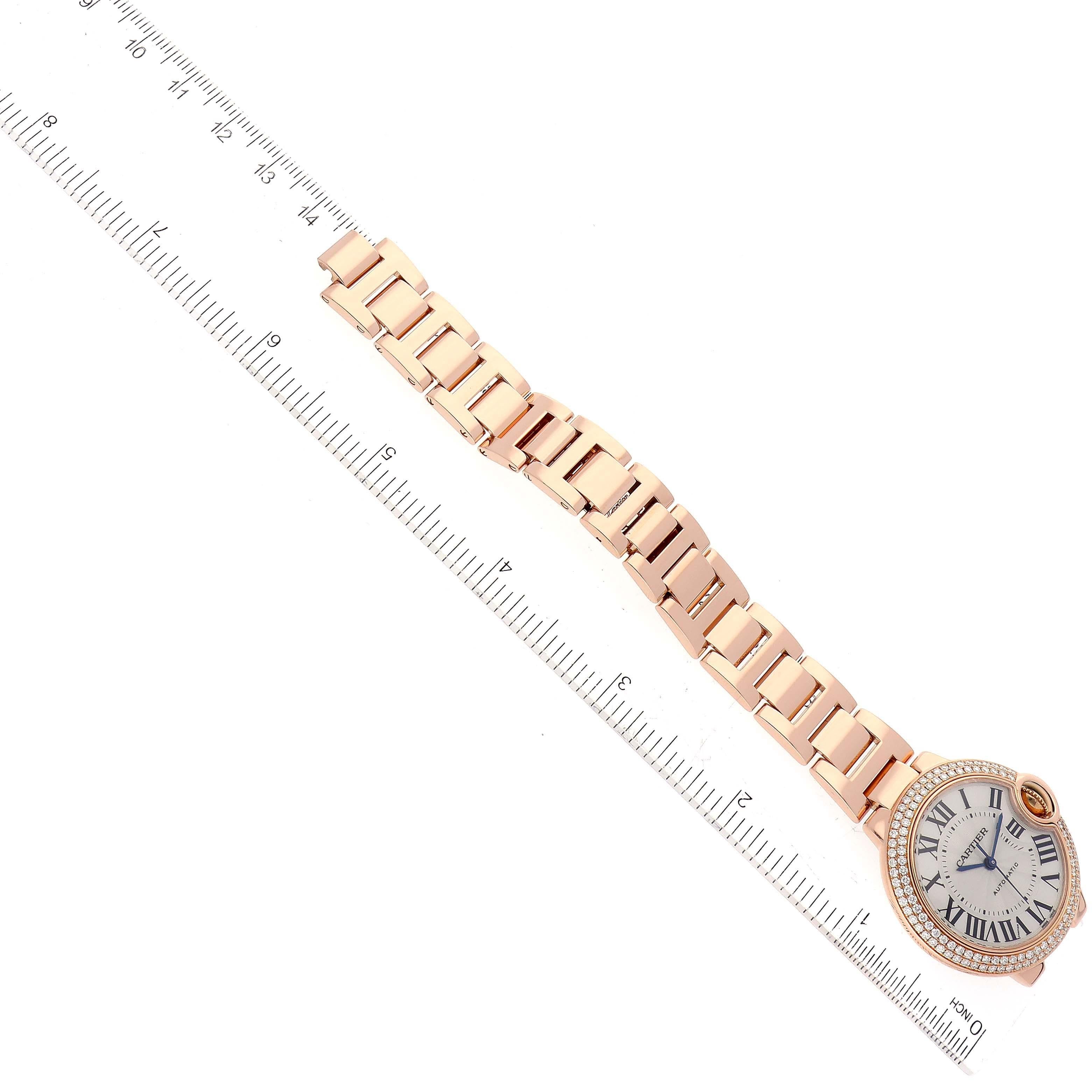 Cartier Ballon Bleu Automatic Rose Gold Diamond Ladies Watch WE902034 Papers For Sale 1
