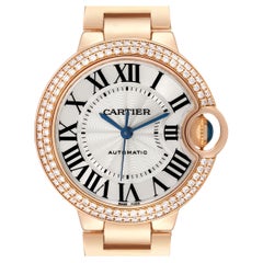 Cartier Ballon Bleu Automatic Rose Gold Diamond Ladies Watch WE902034 Papers