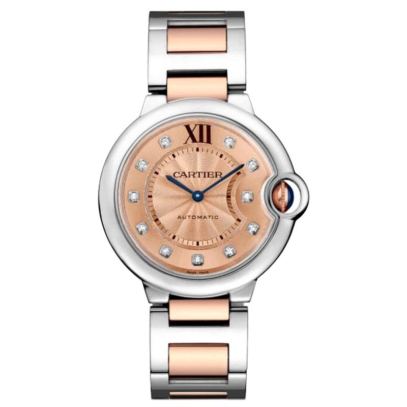 Cartier Ballon Bleu Automatic Rose Gold Steel and Diamond Watch WE902054