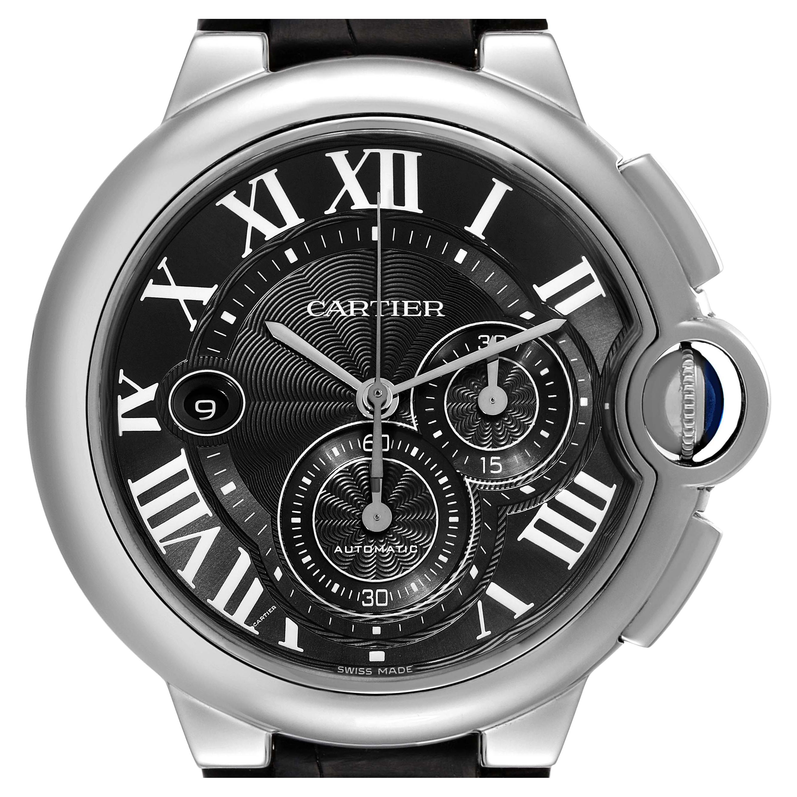Cartier Ballon Bleu Black Dial Chronograph Steel Mens Watch W6920052 For Sale