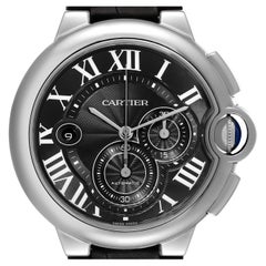 Vintage Cartier Ballon Bleu Black Dial Chronograph Steel Mens Watch W6920052