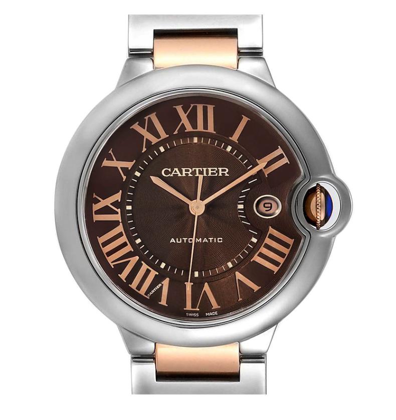 Cartier Ballon Bleu Chocolate Dial Montre W6920032 Excellent état - En vente à New York, NY