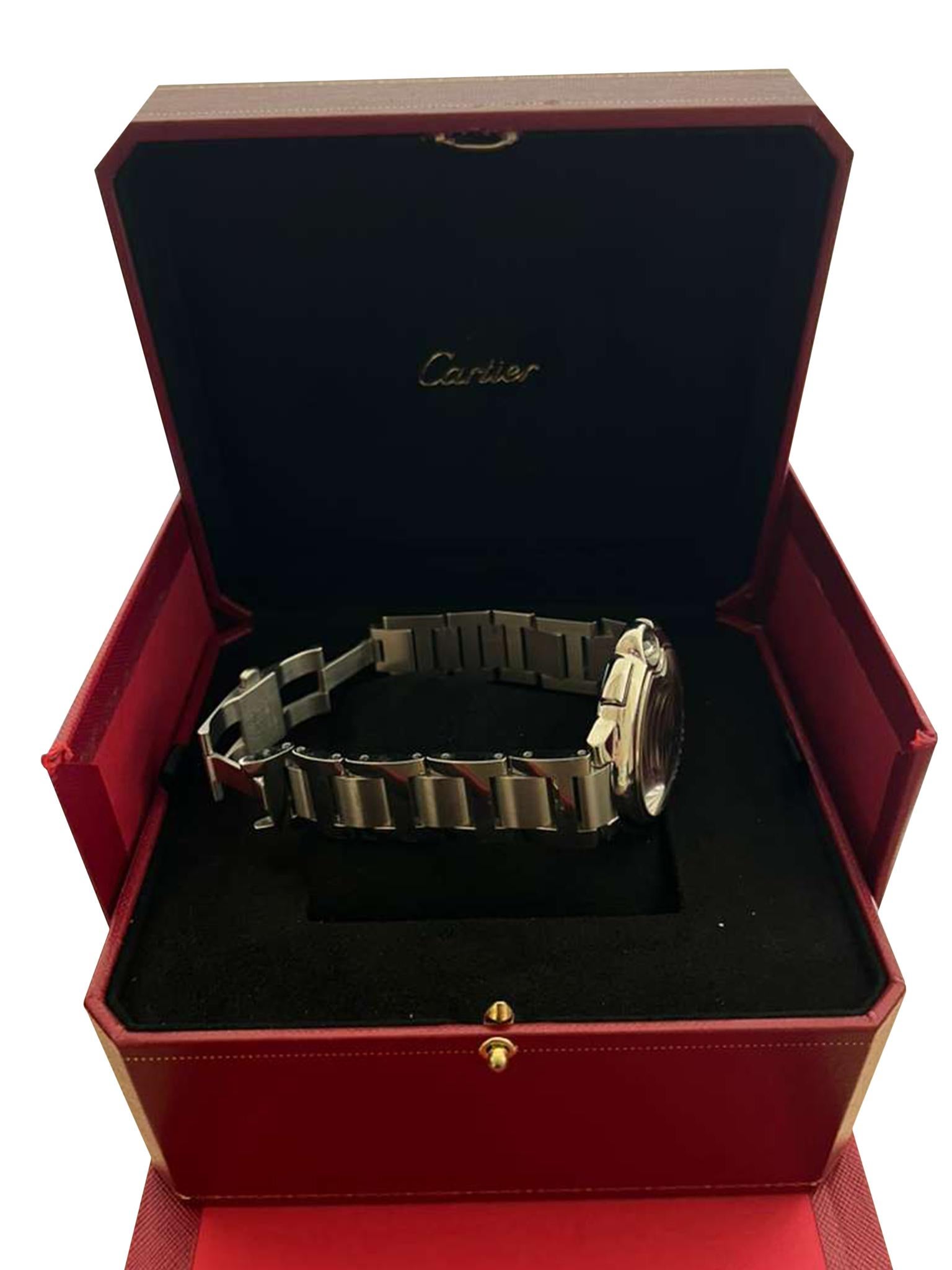 Cartier Ballon Bleu Cronografo 3109 Quadrante Nero Acciaio Orologio Uomo W6920077 in vendita 6