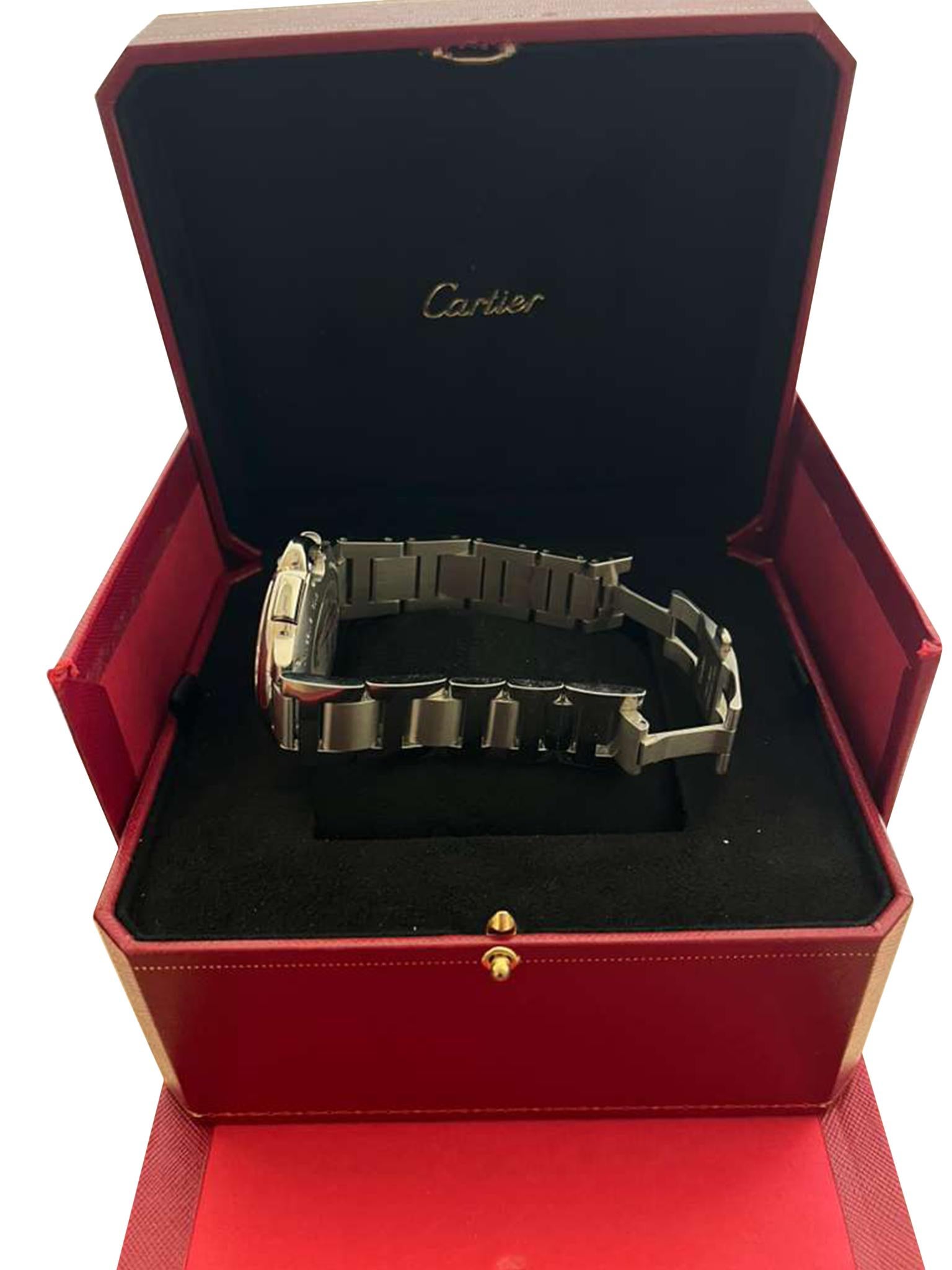 Cartier Ballon Bleu Cronografo 3109 Quadrante Nero Acciaio Orologio Uomo W6920077 in vendita 7