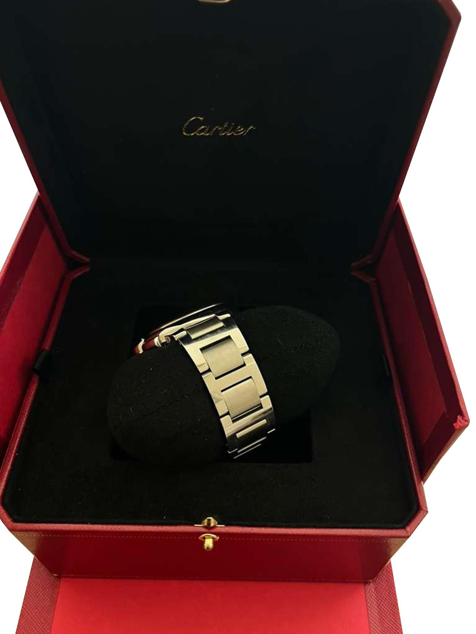 Cartier Ballon Bleu Cronografo 3109 Quadrante Nero Acciaio Orologio Uomo W6920077 in vendita 4