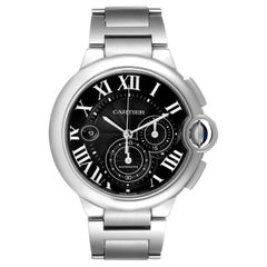 Cartier Ballon Bleu Chronograph 3109 Black Dial Steel Mens Watch W6920077