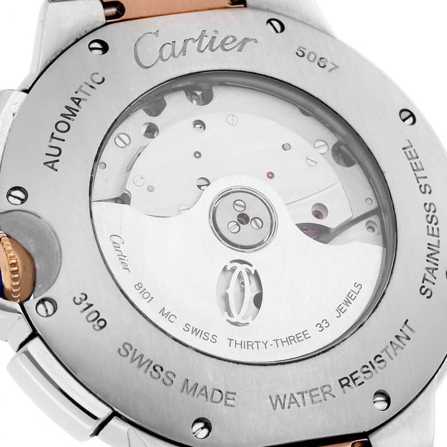 Cartier Montre pour homme Ballon avec chronographe en acier, or rose et cadran argenté W6920063 Excellent état - En vente à Atlanta, GA