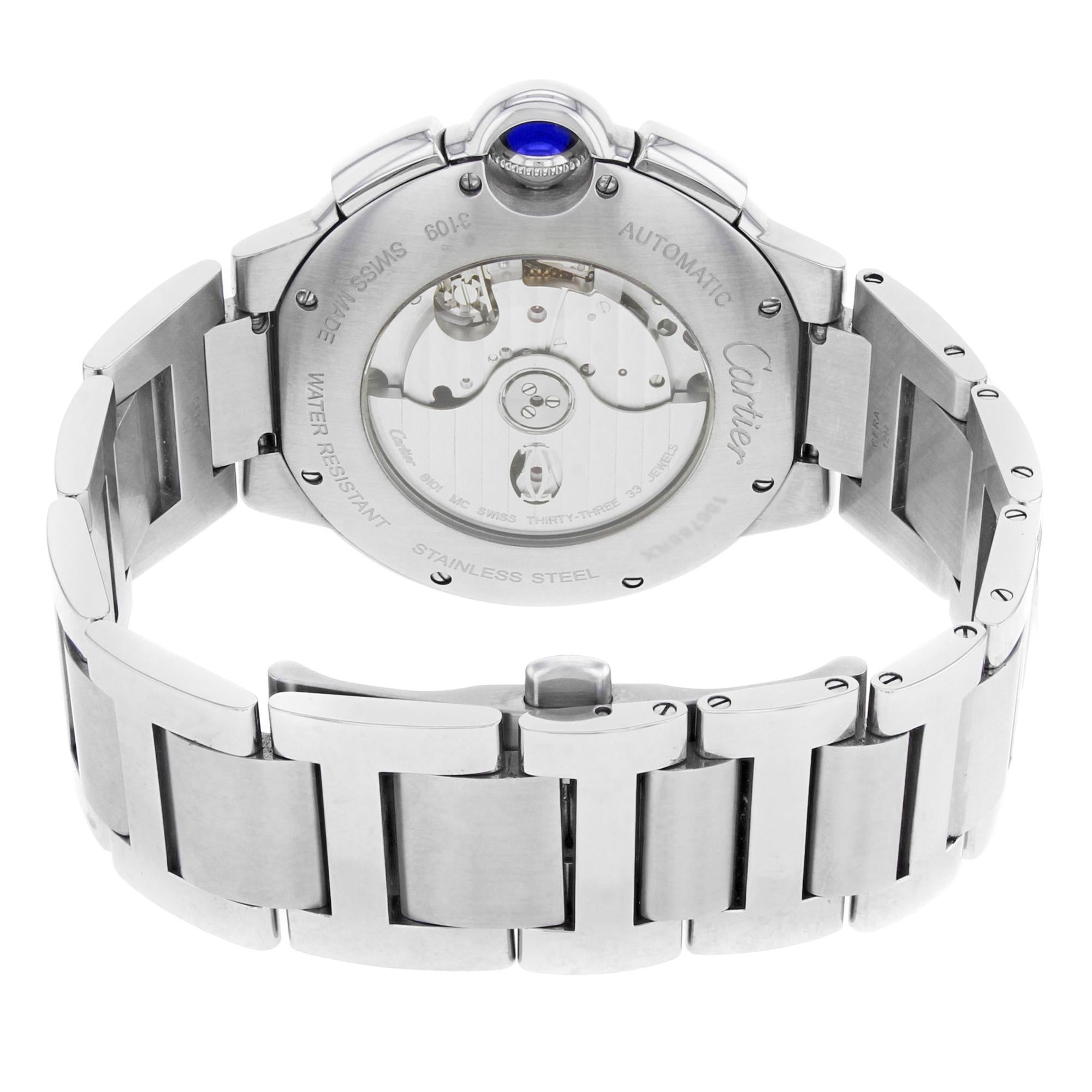 Cartier Montre pour homme Ballon bleue à chronographe automatique avec cadran en acier et argent W6920002 2