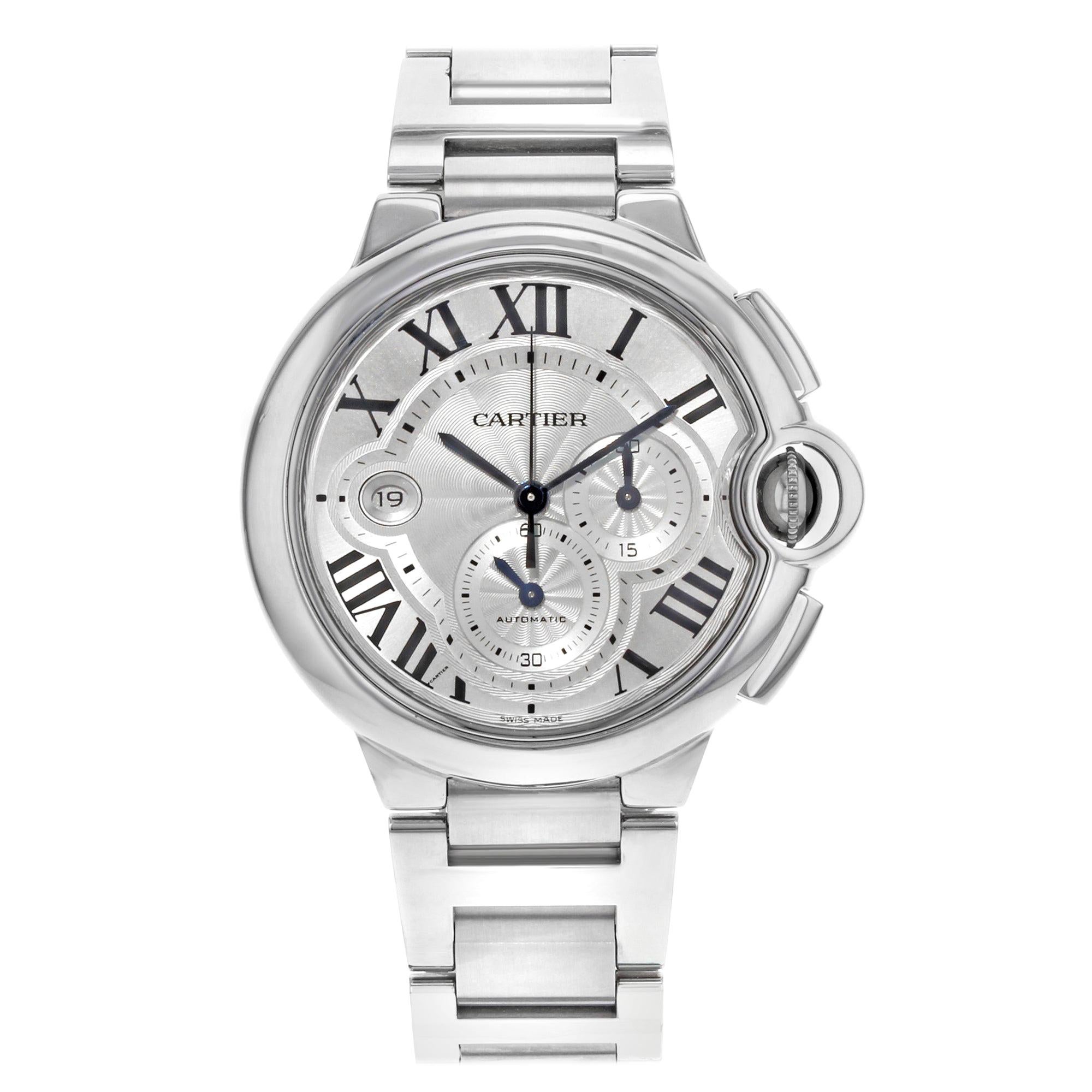 Cartier Ballon Bleu Chronograph Steel Silver Dial Automatic Men's Watch W6920002