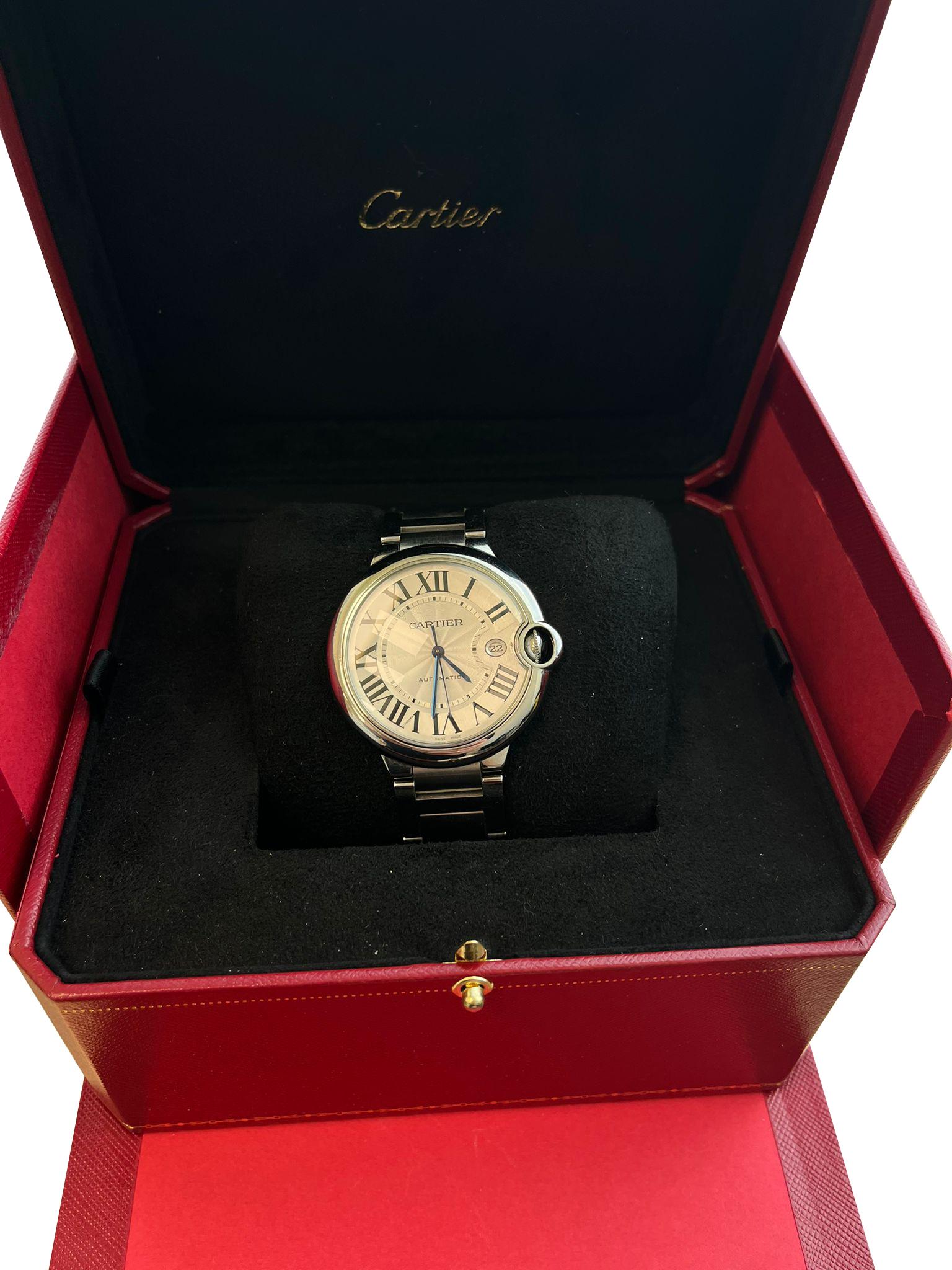 Reloj Automático Cartier Ballon Bleu de Cartier 42mm Esfera Guilloché WSBB0049 Modernista en venta