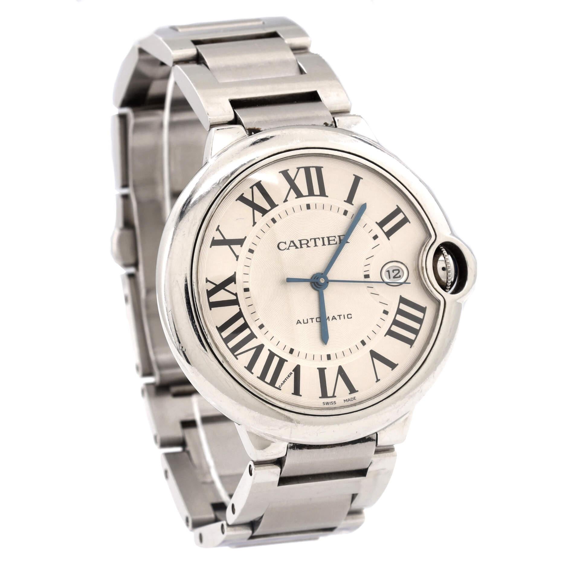 Cartier Ballon Bleu de Cartier: Edelstahl-Automatikuhr 42 im Zustand „Gut“ in New York, NY