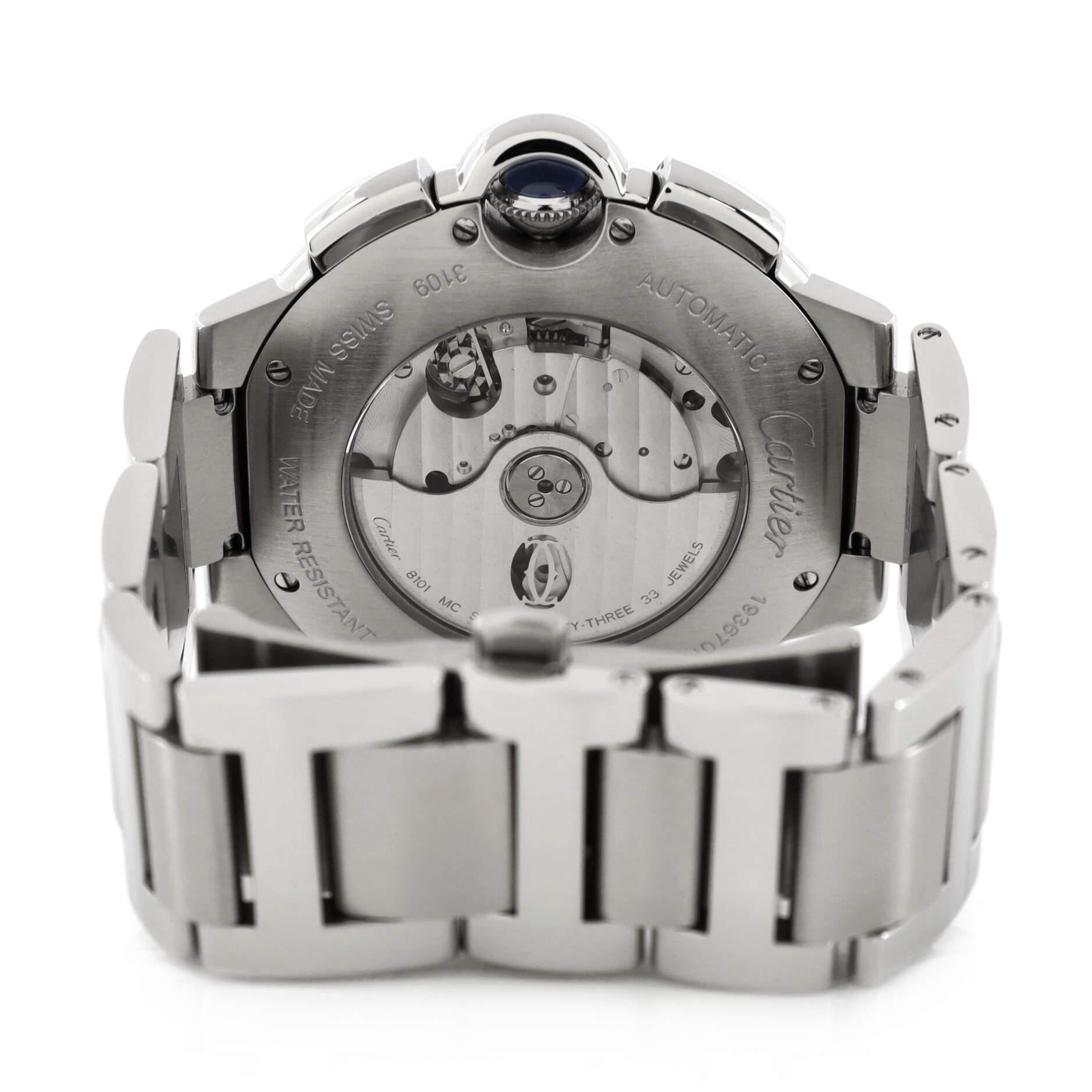 Women's or Men's Cartier Ballon Bleu de Cartier Chronograph Automatic Watch Stainless Steel 44 For Sale
