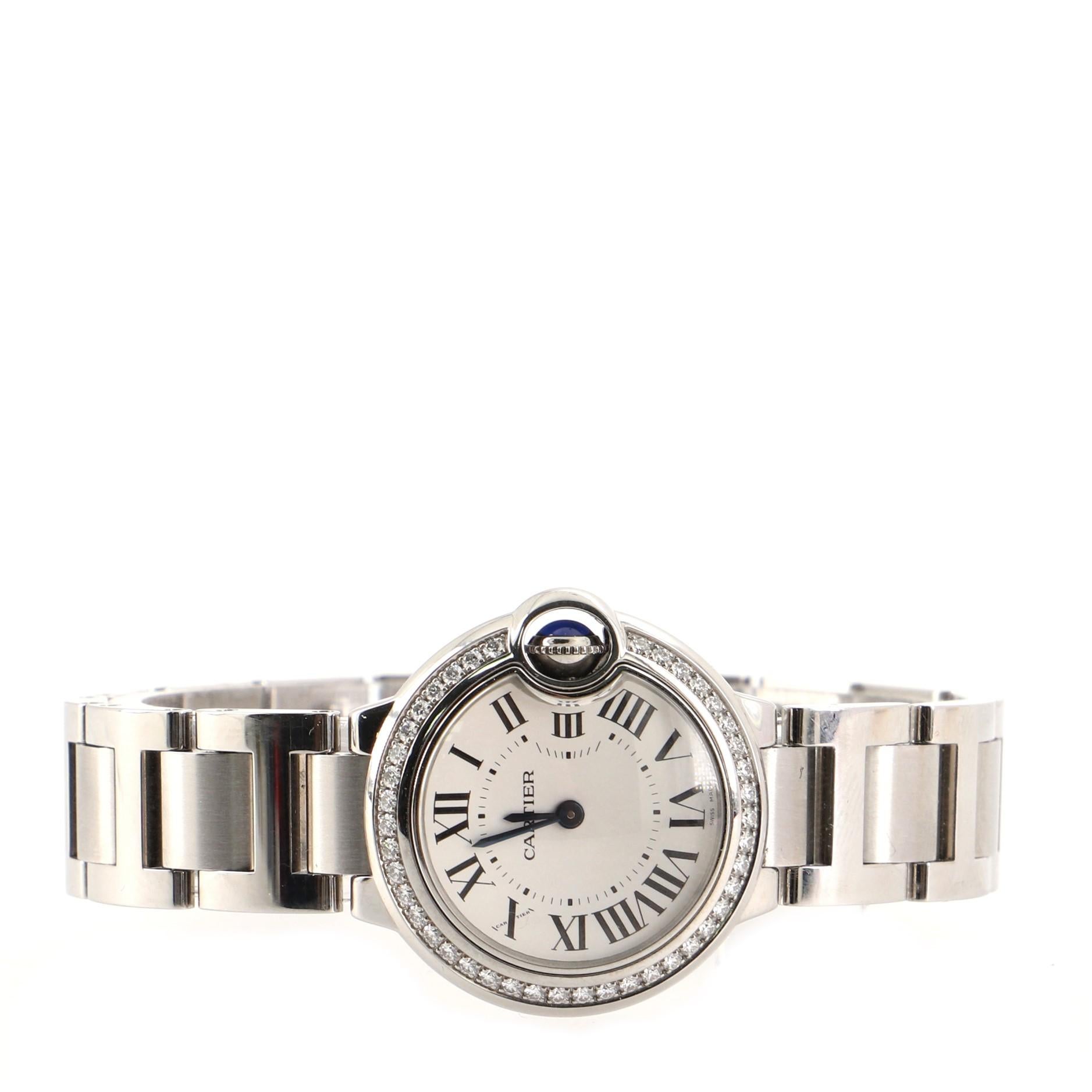 Women's Cartier Ballon Bleu de Cartier Quartz Watch Stainless Steel with Diamond Bezel