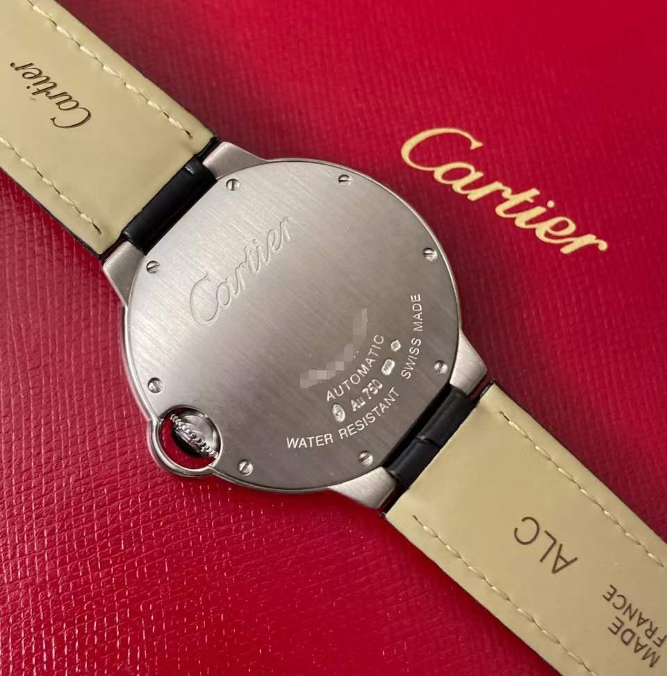 Women's or Men's Cartier Ballon Bleu de Cartier Silvered Opaline Dial 18k Gold Diamond Watch