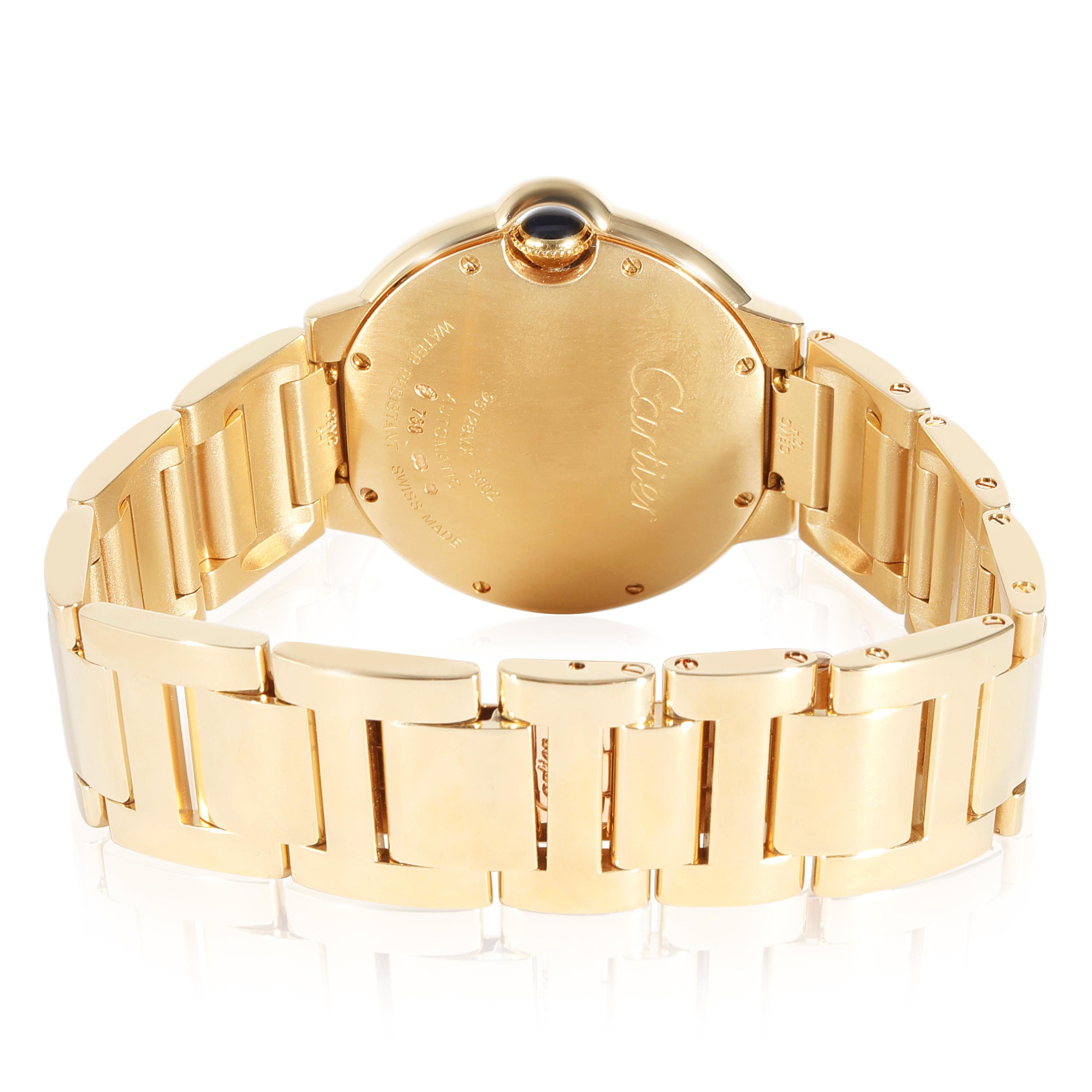 Cartier Ballon Bleu de Cartier W69003Z2 Unisex Watch in 18kt Yellow Gold In Excellent Condition For Sale In New York, NY