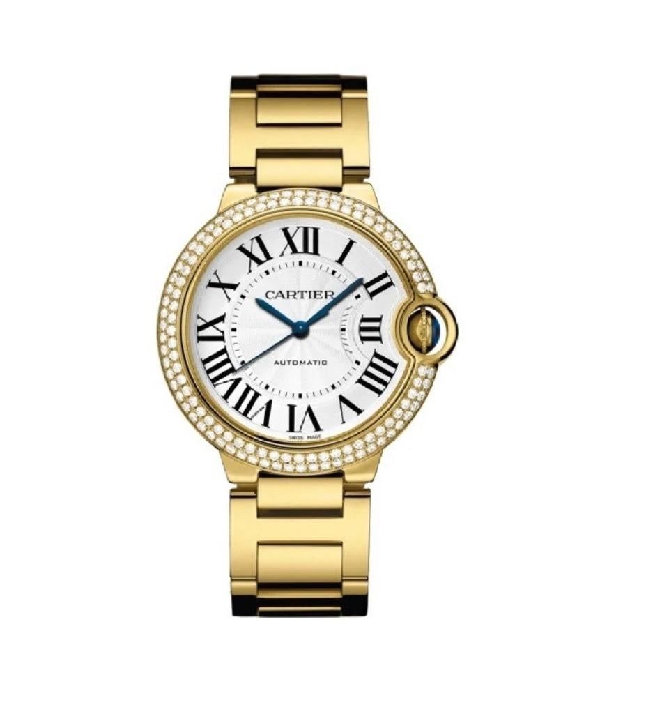 Cartier Ballon Bleu De Cartier Yellow Gold Diamond Watch WJBB0007 In Excellent Condition In New York, NY