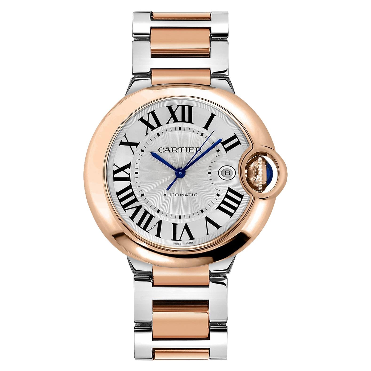 Cartier Ballon Bleu De Guilloche Dial Automatic Watch For Sale