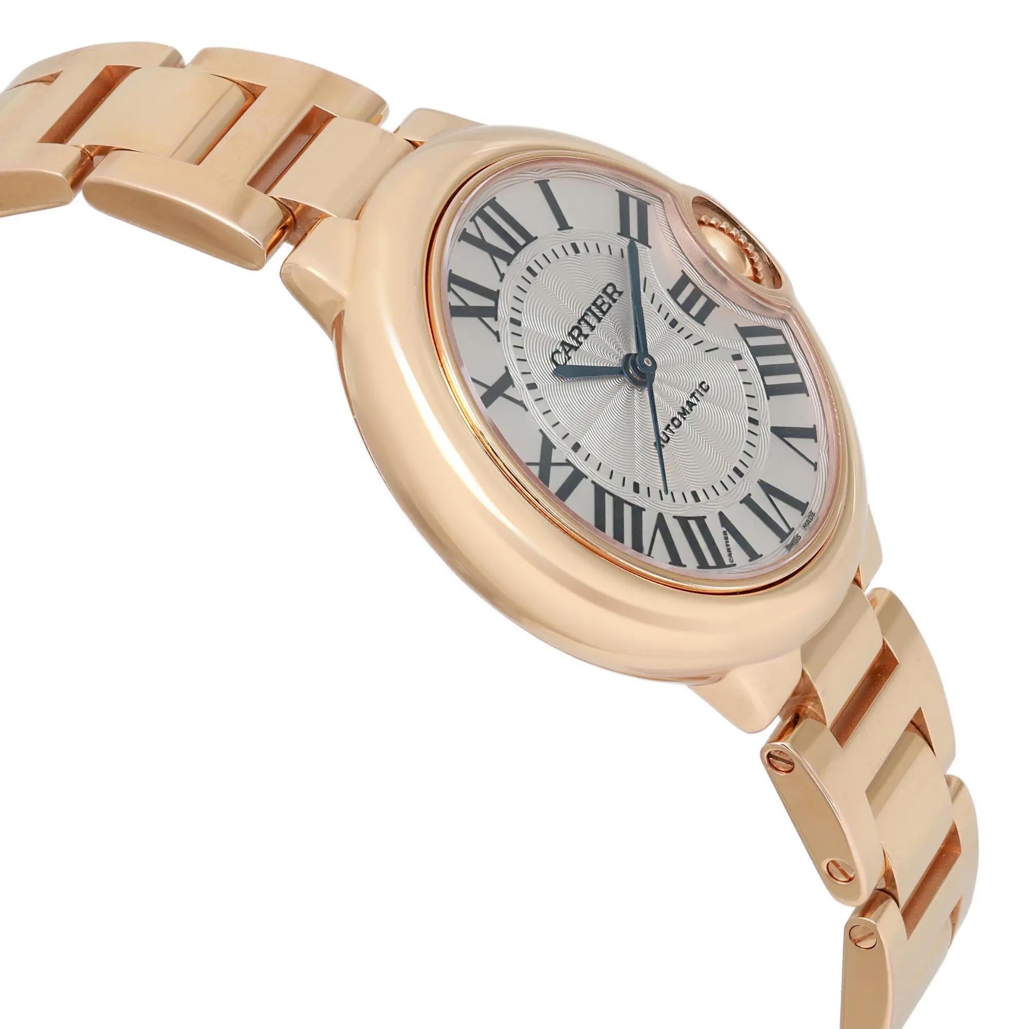 Cartier Montre Ballon Bleu De Montre 33 mm avec cadran automatique en or rose 18 carats et argent W6920096 Pour femmes en vente