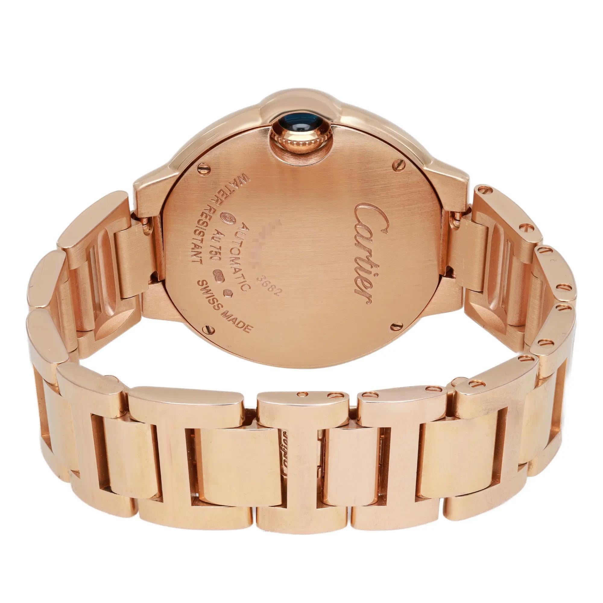 Cartier Montre Ballon Bleu De Montre 33 mm avec cadran automatique en or rose 18 carats et argent W6920096 en vente 1
