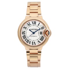 Cartier Ballon Bleu De Watch 33mm 18K Rose Gold Silver Dial Automatic W6920096