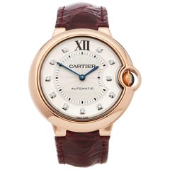 Cartier Montre Ballon en or rose 18 carats et diamants bleus 3003 ou WJBB0010